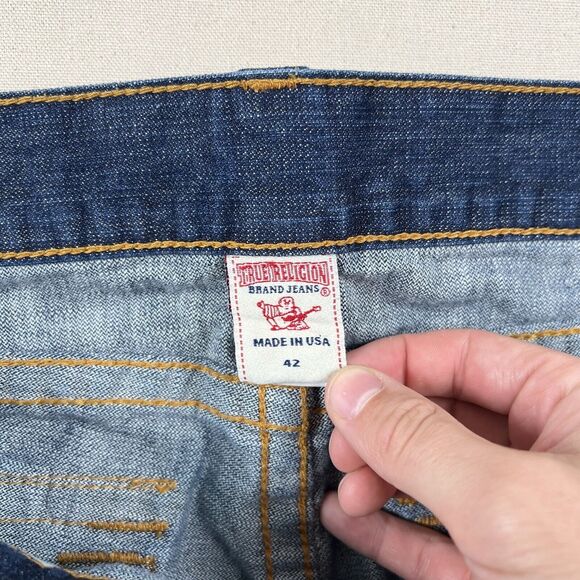 True Religion Jeans Men’s 42x34 Blue Straight Leg Colorful Striped Pocket Flap - Picture 12 of 16